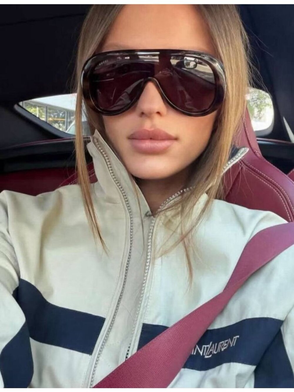 Gucci GG2164S 002 Shield Sunglasses – Havana / Brown